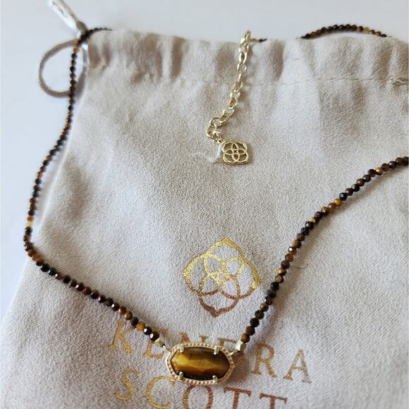 KENDRA SCOTT ELISA BROWN BEADED TIGERS EYE NECKLACE - Picture 5 of 8